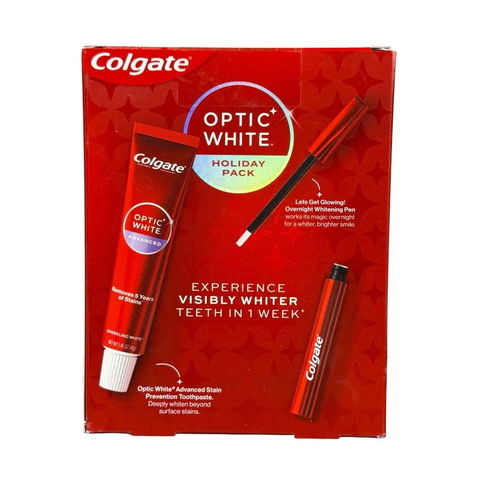 Colgate Optic White Holiday Pack Advanced Toothpaste & Whitening Pen Exp 01/2026